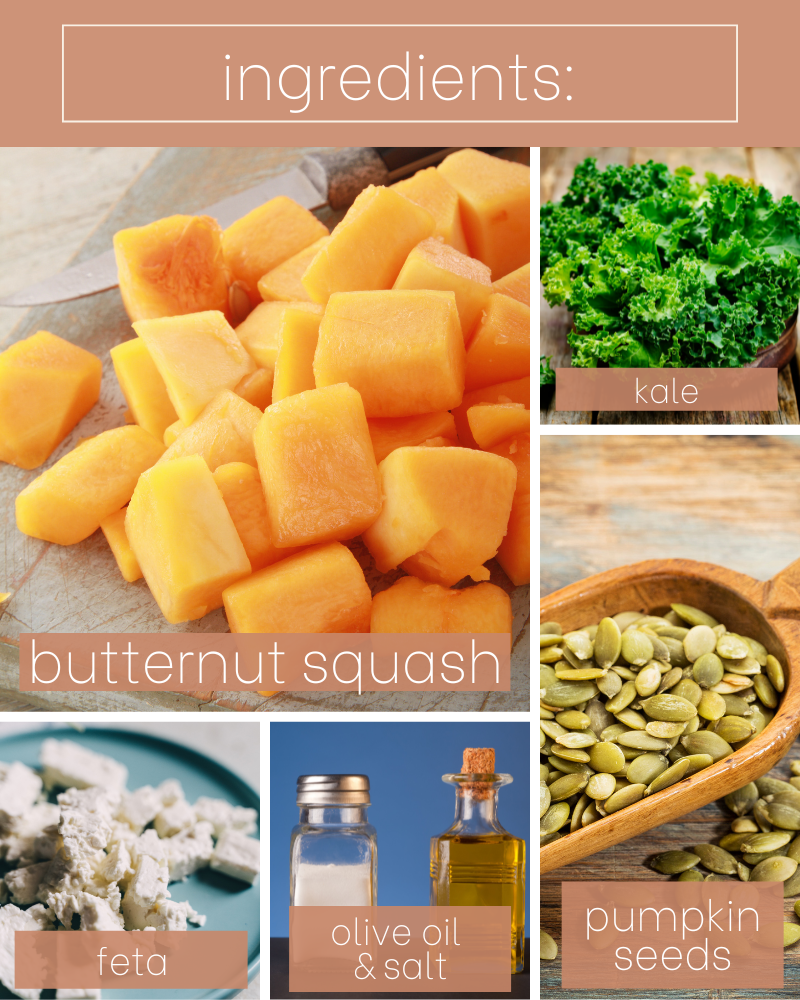 Roasted Squash, Kale & Feta Salad with Walnut Vinaigrette Recipe Ingredients